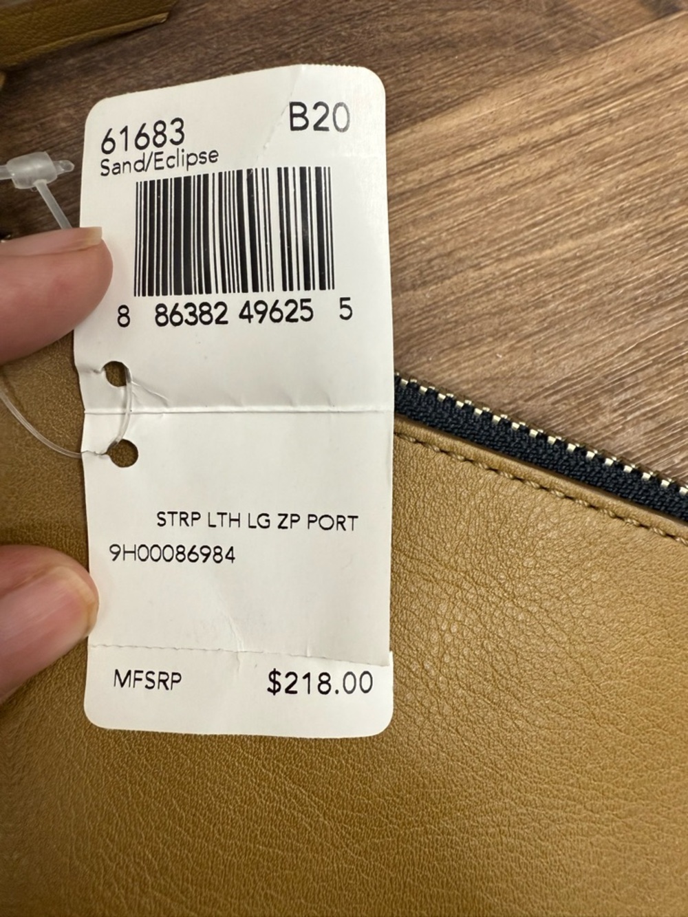 COACH Men's Tan and Olive Leather Zip Pouch with Black Stripes - Picture 3 of 11